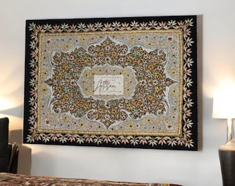 手作りのザルドジ タペストリー | 壁掛け | インドのザルドジ アート