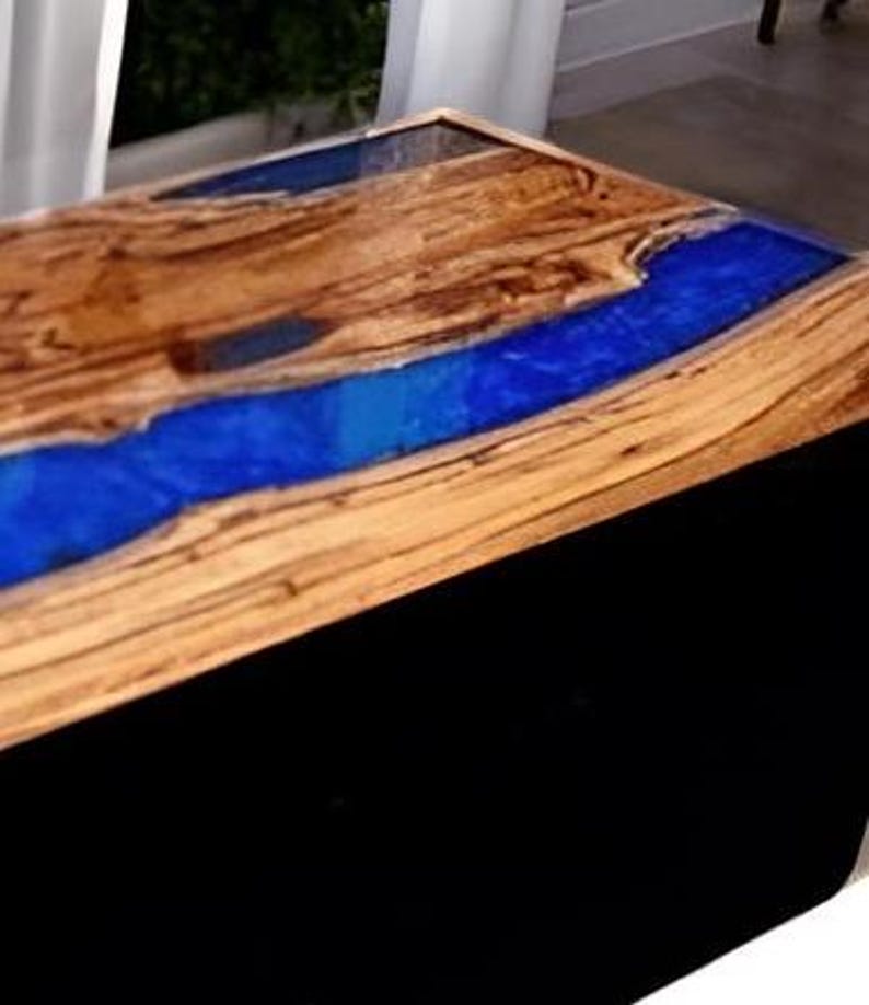 Premium Blue Epoxy River Console Bar Counter Top Table Artistic