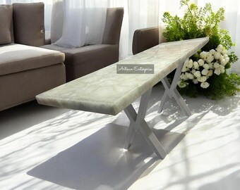 Handcrafted White Quartz Table Top: Luxury Interior Decor Slab