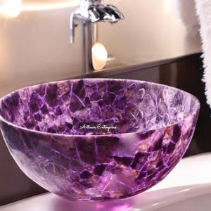 Elegant Amethyst Stone Sink | Luxury Wash Basin for Home Décor | Unique Amethyst Wash Basin | Handmade Kitchen Accessories