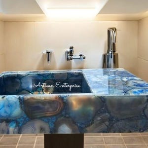 Luxury Agate Sink Handmade Natural Stone Wash Basin for Bathroom Vanity – Unique Semi-Precious Gemstone Vessel Sink for Elegant Home Décor