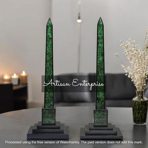 Natural Malachite Stone Marble Obelisk – Polished Marble Obelisk Tower – Unique Marble Obelisk Sculpture For Home Decor