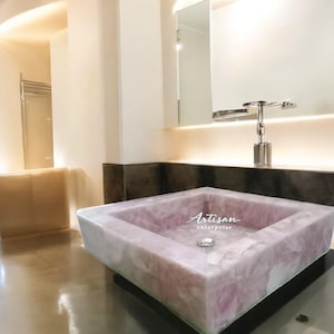 Rose quartz Sink & Basin Top Bathroom And Kitchen Decor Piece: Handcrafted Rose Quartz Basin – Natural Stone Sink for Luxe Interiors