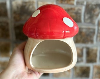 Hamster Ceramic Mushroom Hideout gerbil small animals rodent small pets reptile ceramic porcelain hideout hide house spray holder for summer