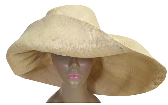 Handwoven Madagascar Raffia Sun Hat: Wide Brim, Packable Beach Hat (Adjustable - 59cm or smaller)