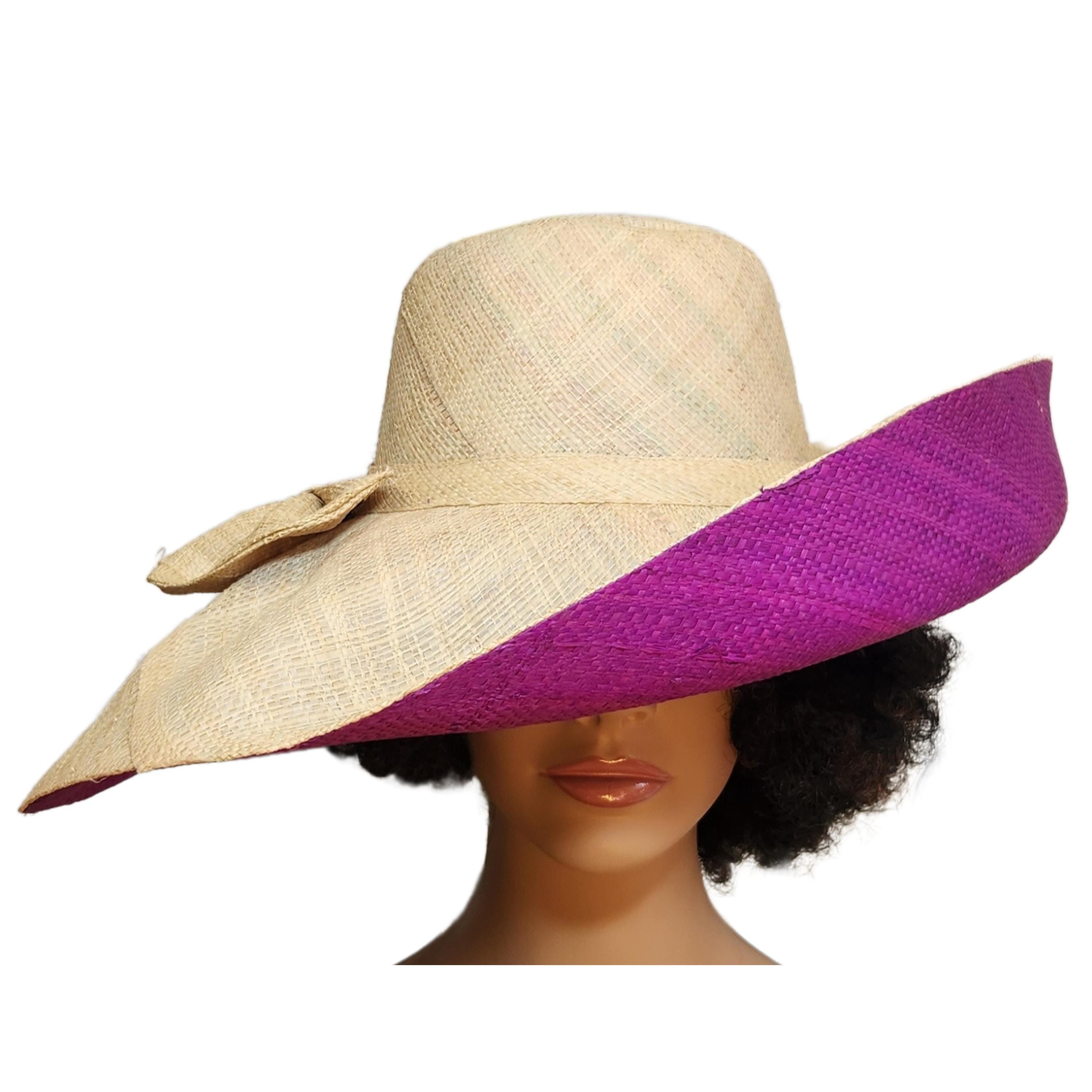 Oversized Raffia Beach Hat – Made in Madagascar Adamma: Authentic African Hand Made Natural Madagascar Big  main image 3