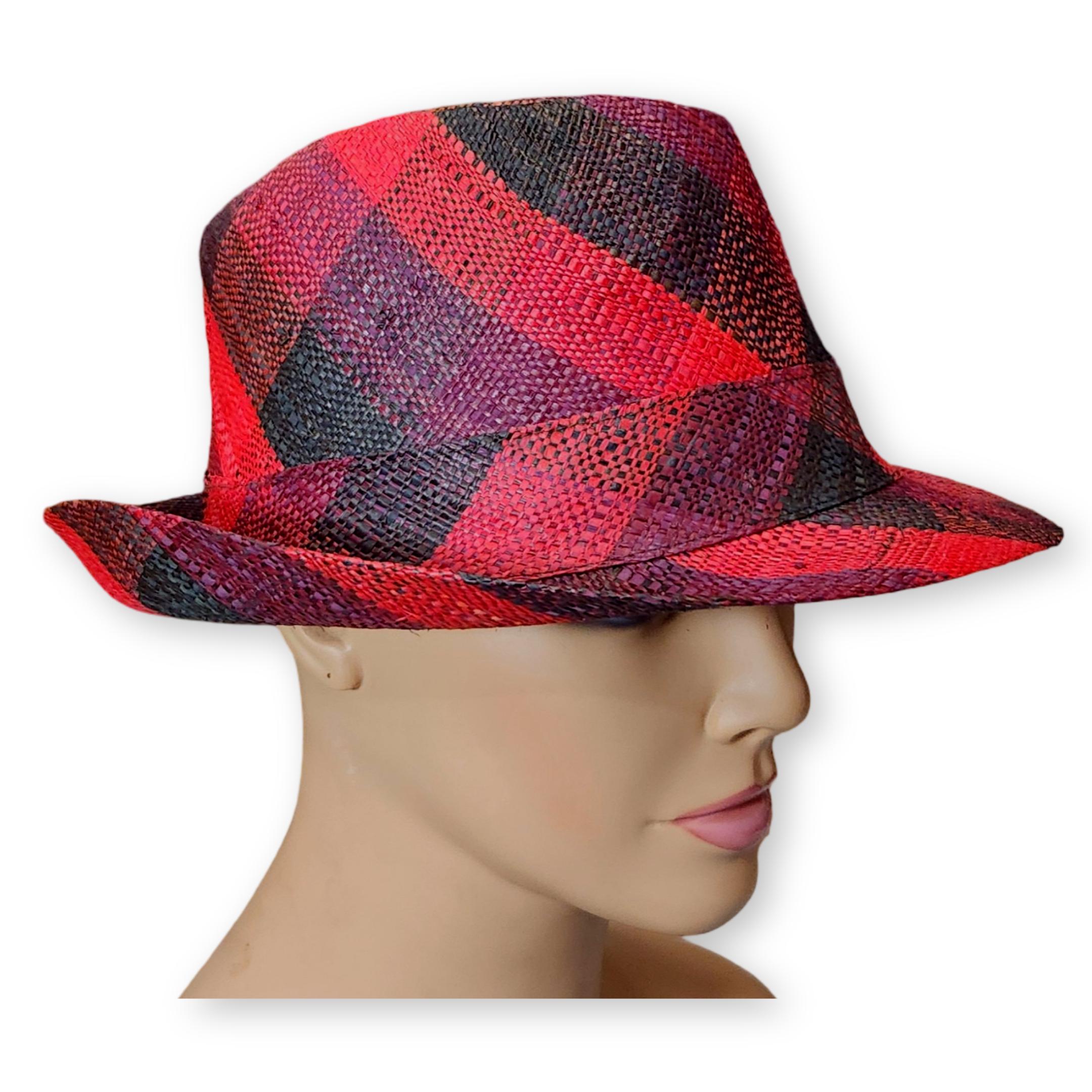 Lightweight raffia fedora hat made in Madagascar, Multicolor Handwoven Madagascar Raffia Unisex Fedora Hat: African Hat  main image 2