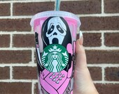 Ghostface Venti Starbucks Tumbler Scream Movie Halloween Horror Movie Fan Tumbler Halloween Theme Crime Lover Collectable Cold Cup