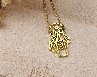 Our Lady of Mount Carmel Necklace • Dainty Stainless Steel Virgin Mary Pendant