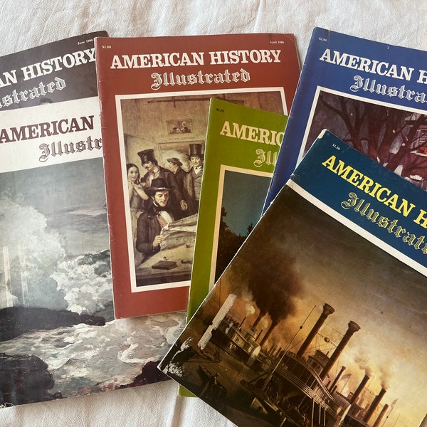 American History Illustrated Magazine Lot of 6 1979-1980, National Historical Society Publication, Vintage Advertisements, Historical Text