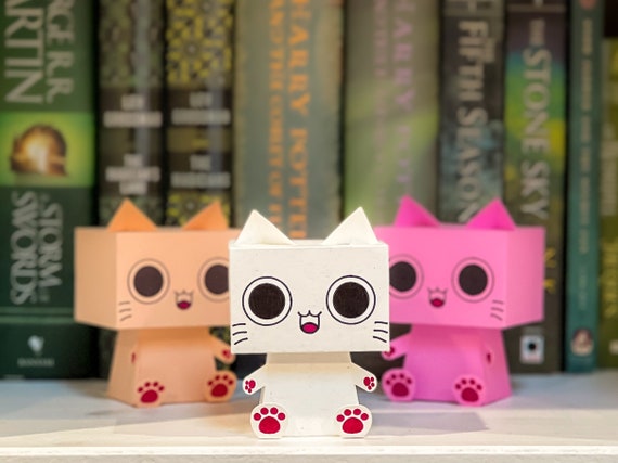 Floppy Cat Paper Cube  Lindos dibujos fáciles, Figuras de papel