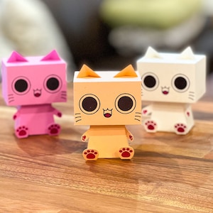 3D Cube Cat / DIY Easy Beginner Papercraft / Plantilla SVG digital