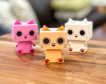 3D Würfel Katze | DIY Easy Beginner Papercraft | Digitale SVG Vorlage