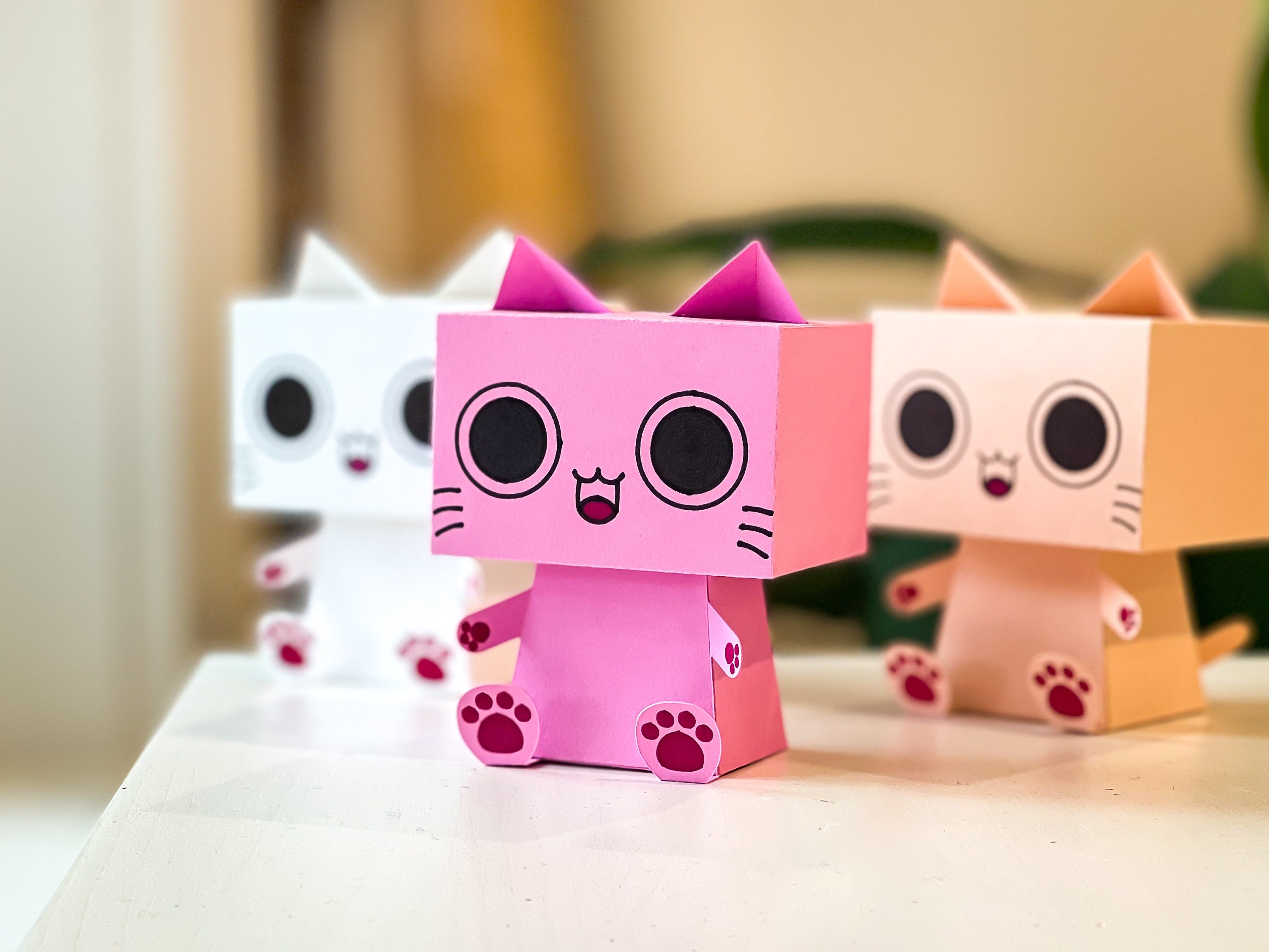 Floppy Cat Paper Cube  Lindos dibujos fáciles, Figuras de papel