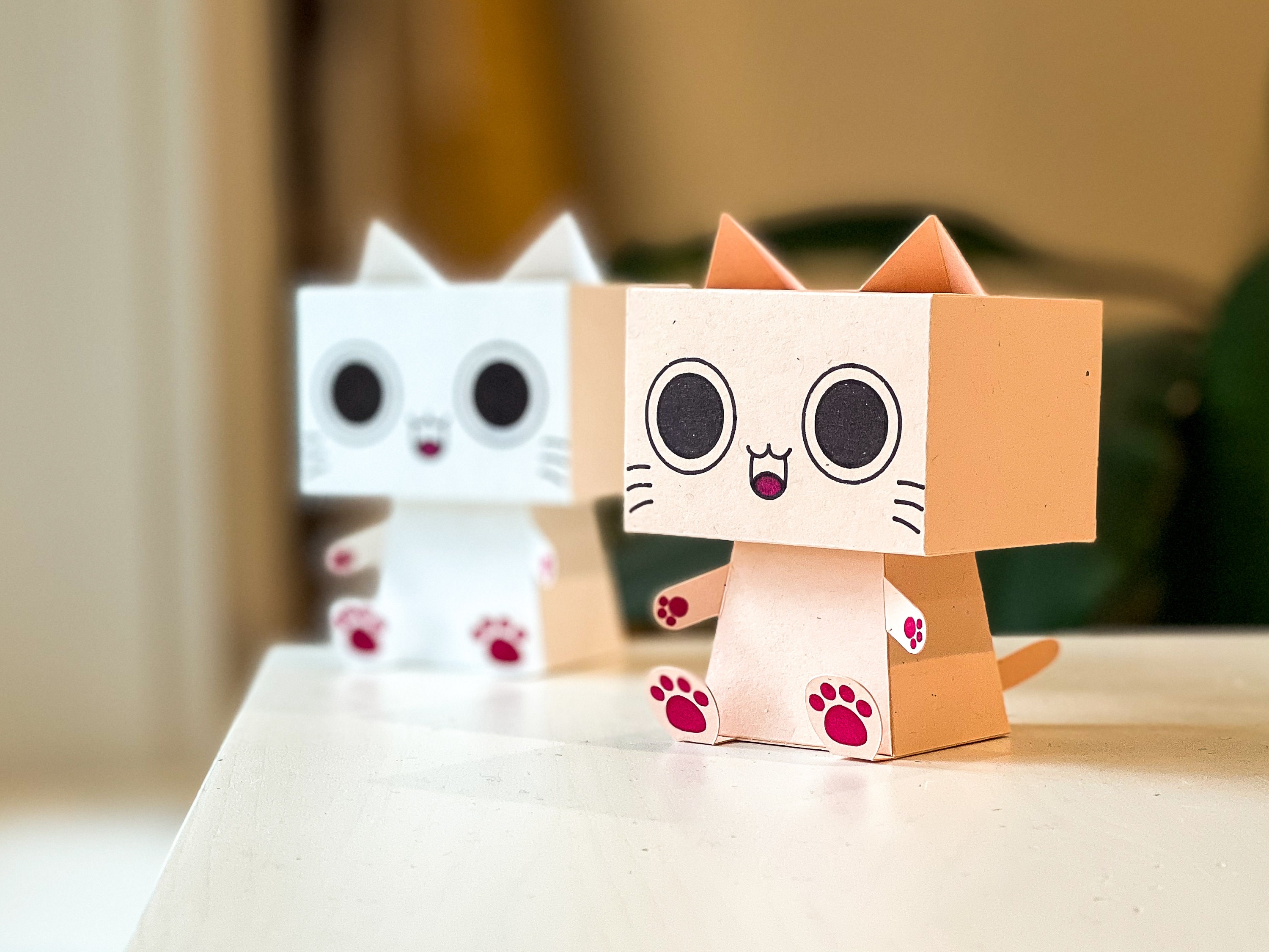 Floppy Cat Paper Cube  Lindos dibujos fáciles, Figuras de papel