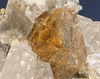 Incredible Rutilated Himalayan Quartz Cluster, Anatase, Golden Rutile, Chlorite