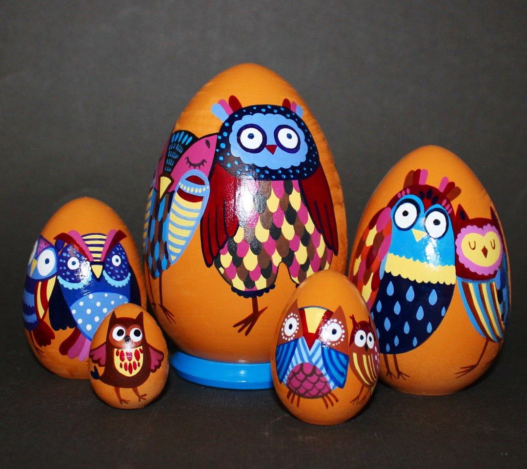 Owl Family Nesting Dolls for Kids Hand Painted Christmas Etsy