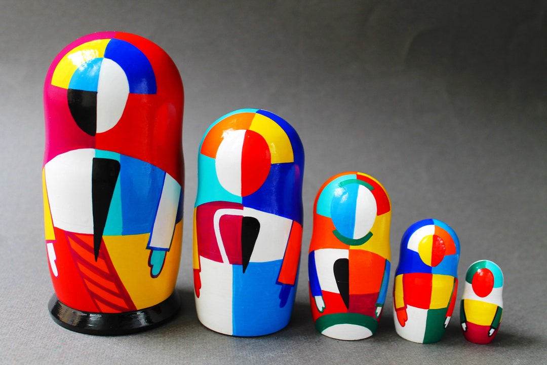 Abstract Art Nesting Dolls Malevich, Russian Avant-garde Doll, Rainbow ...