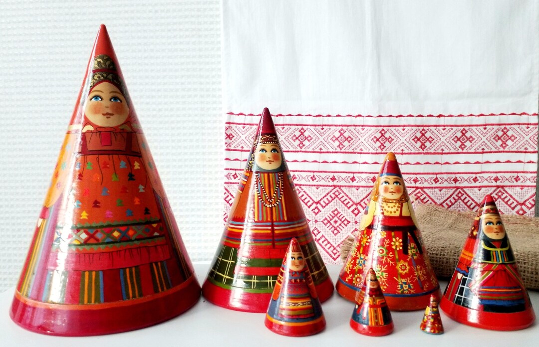 Folk Costume Matryoshka Dolls: Hand Painted Cone Nesting Set - Etsy