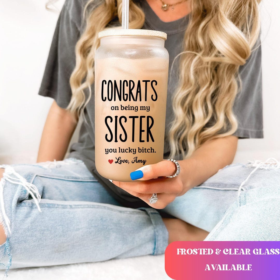 Funny Sister Iced Coffee Cup Personalized Gift for Sister Frosted ...