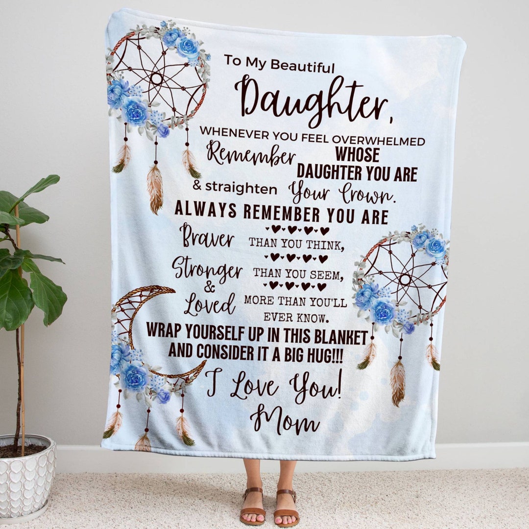 Dreamcatcher Blue Daughter Blanket From Mom Custom Blanket for Daughter