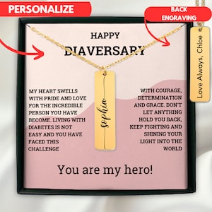 Personalized Type 1 Diabetes Gift for Diabetic Script name Necklace Diaversary Gift for Type One Diabetes Warrior Diabetes Jewelry T1D gift