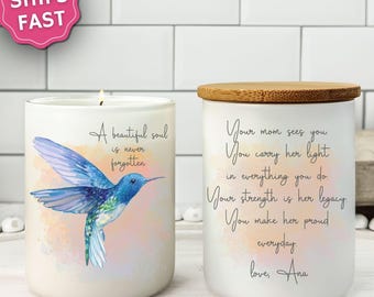 Hummingbird Memorial Candle Gift for Loss of Mom Personalized Grief Gift Remembrance for Daughter Missing Her Mother Sympathy Bereavement