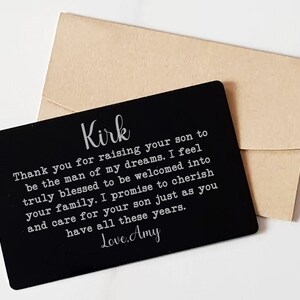 Vater des Bräutigams Hochzeitsgeschenk Zukünftiger Schwiegervater Geschenk am Hochzeitstag Wallet Insert Card, personalisiertes Geschenk an den Schwiegervater von der Braut
