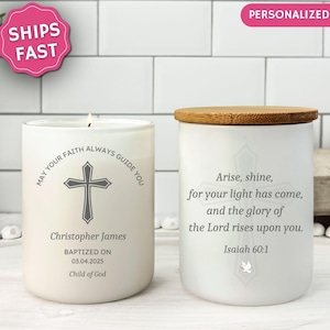Baptized Boy Gift, Customized Candle, Christian Gift, First Holy Communion Gift, Personalized Bible Verse Candle, Christian Gift for baptism