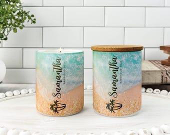Bachelorette Candle beach vacation Keepsake bach club gift Destination wedding favor for bridal party Coastal Milestone Birthday party favor