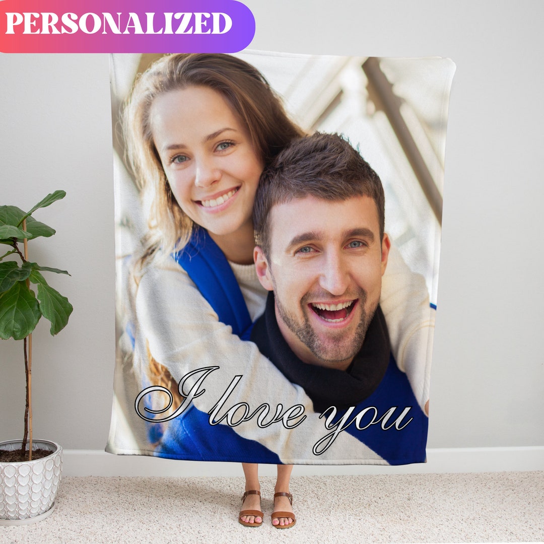 Personalized Photo Blanket Gift for Boyfriend Valentine's Day Gift for