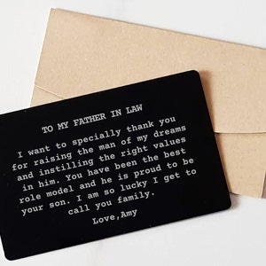 Zukünftiger Schwiegervater Geschenk am Hochzeitstag Wallet Insert Card, personalisiertes Geschenk an den Schwiegervater von der Braut, Vater des Bräutigams Hochzeitsgeschenk