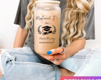 Masters Degree Gift Frosted Tumbler Grad Gift For Her Mastered It 2024 Iced Coffee Cup Graduation 2025 Master's Degree MBA Gift Graduate