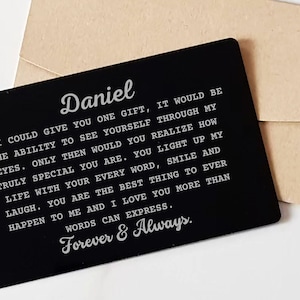 Birthday Gift for Husband Boyfriend Engraved Wallet Insert Card Anniversary gift Deployment gifts Missing you Gifts Partner Hubby Soulmate