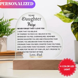 Personalisierter Brief an meine Tochter von Mama Acryl Plaque Weg Andenken LED Licht Schild Geschenk für Tochter Individuelles Geschenk von Papa