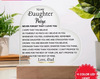 Personalized Letter to my daughter from Mom Acrylic Plaque Going away Keepsake LED Light Sign Gift for daughter Customized Gift from Dad