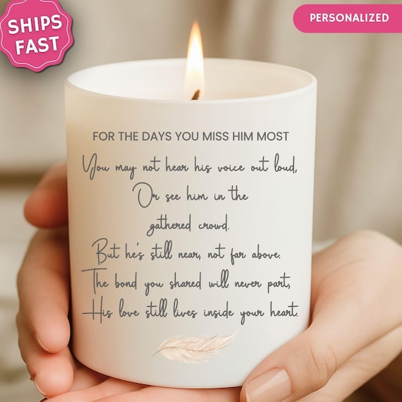 Dad Memorial Candle Loss of Dad Sympathy Gift for Daughter Son Grief Gift for Child Missing Father Bereavement Comfort Miss you dad candle