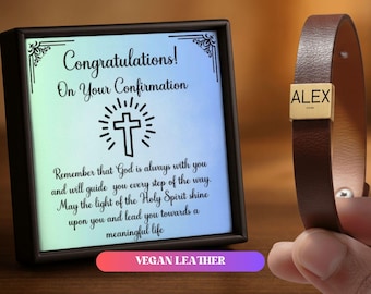 Confirmation Gift for Son Leather Bracelet Religious Gift Engraved confirmation Gift teenaged girl Teenager Gift for godson From Godmother