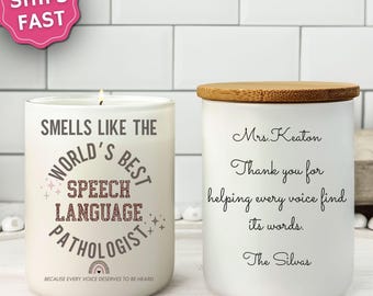 Speech Language Pathologist Gift Candle for Speech Therapist Smells Like the Worlds Best SLP Appreciation Custom Funny Gift for SLP Student