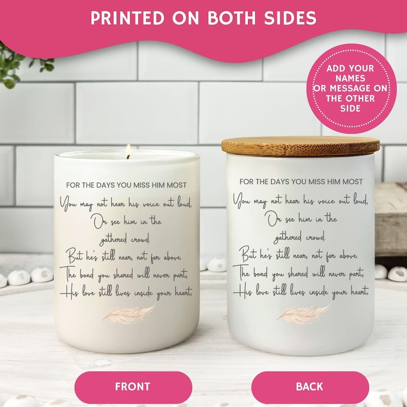 Dad Memorial Candle Loss of Dad Sympathy Gift for Daughter Son Grief Gift for Child Missing Father Bereavement Comfort Miss you dad candle image 2