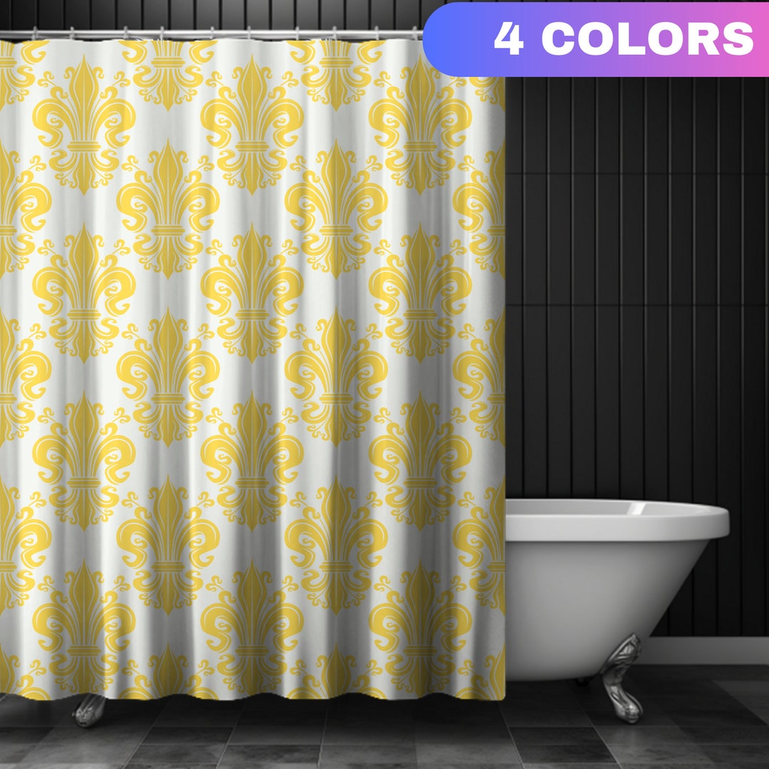 Fleurdelis Shower Curtain French White Lily Pattern Bath Decor New