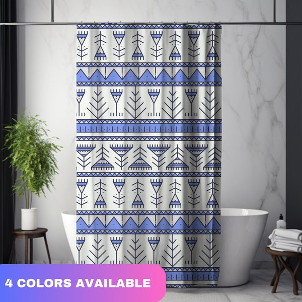 Unique Blue shower Curtain Pink Aztec print Shower Curtain Western Geometric Bath Decor Green Long Bath Curtain Tribal Print Bathroom Decor