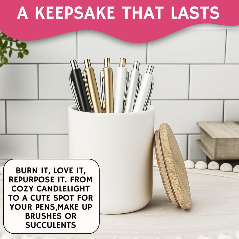 Ceramic Holder for Pens and Brushes, Desk Organizer, Multi-purpose Container, Candle Jar, Home Office Decor, Stylish Storage Solution