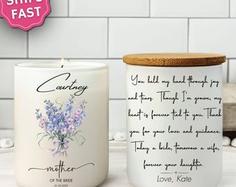 Mother of the Bride gifts from Daughter Custom Mother of the bride Candle Personalized Sentimental Gift From bride to Mom on wedding day