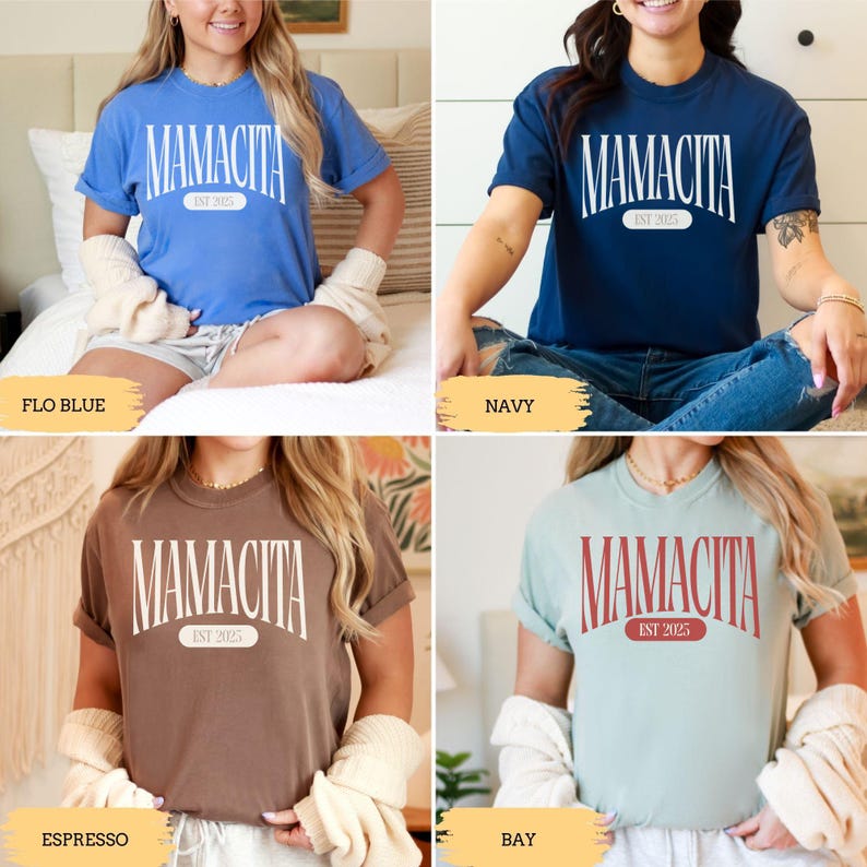 Personalized Mamacita EST 2025 T-Shirt, Trendy Mamacita Tee, New Mom Shirt, Custom EST year Tee, Stylish Mamacita Tshirt Gift image 8