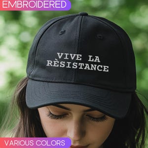 Vive La Resistance Embroidered Hat, Subtle Anti Trump Dad Cap, Anti Maga Mens Cap, Adjustable hat,FDT Black hat, Progressive Liberal Resist
