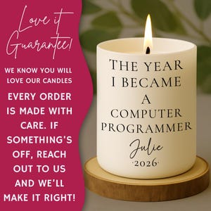 Graduation candle gift, computer programmer candle, 2026 graduation gift, unique graduation present, memorable keepsake candle