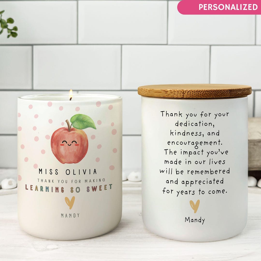 Personalized Teacher Appreciation Gift Thank You Candle, Custom Name ...