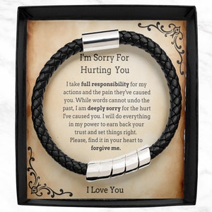 Best Apology gift for him, forgiveness gift for boyfriend, i'm sorry gift for him, vegan leather mens bracelet, Apology gifts for boyfriend