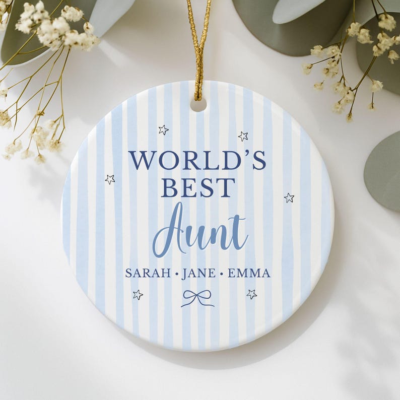 Personalized World’s Best Aunt Ornament, Custom Aunt Milestone Birthday ...